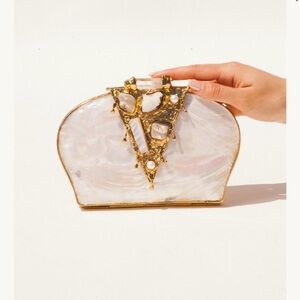 NWT RAMLA - La Perle. Mother of pearl clutch